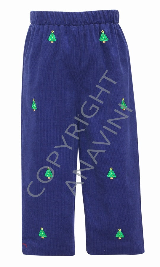 Christmas Tree Embroidered Pants