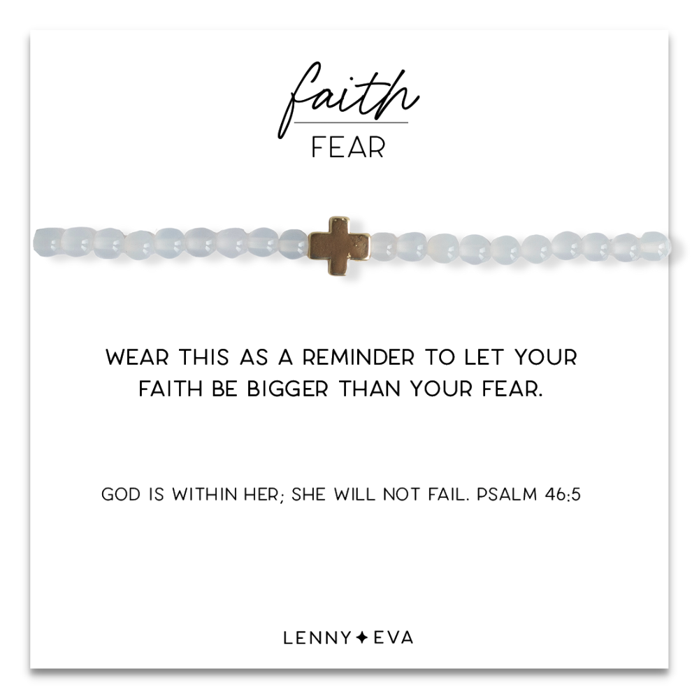 Faith Over Fear Bracelets-White Agate