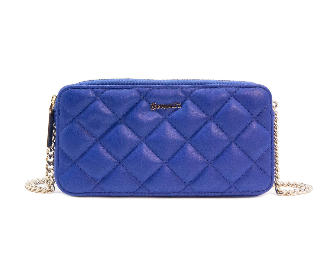 Blue Quilted Wallet Crossbody Bag