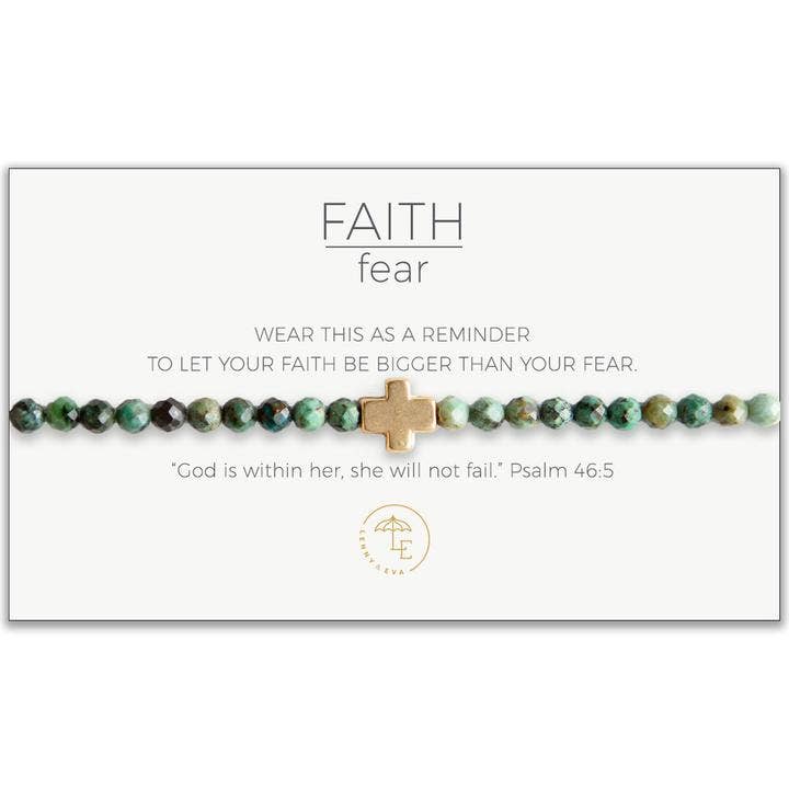 Faith Over Fear Stretch Bracelet, African Turquoise Gold