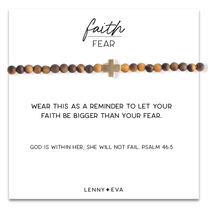 Faith Over Fear Bracelets-Brown Tiger Eye